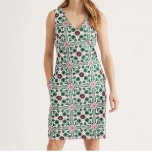 New Boden Women's Tatiana Textured Dress IvoryTrellis Tile Size 8L, UK 12L